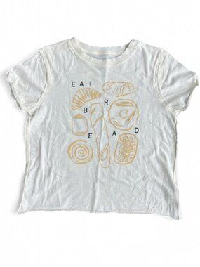 Anthropologie Maeve 100% Cotton Eat Bread Whimsical Foodie Graphic T Shirt